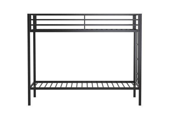 460361BLK Alevera Metal Twin Over Twin Bunk Bed with Ladder Black