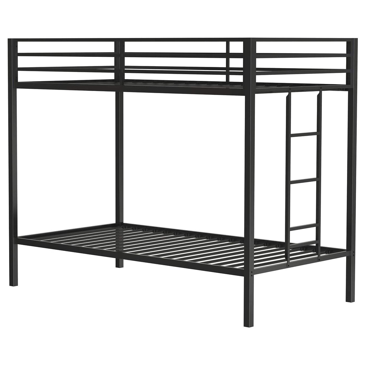 460361BLK Alevera Metal Twin Over Twin Bunk Bed with Ladder Black