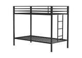 460361BLK Alevera Metal Twin Over Twin Bunk Bed with Ladder Black
