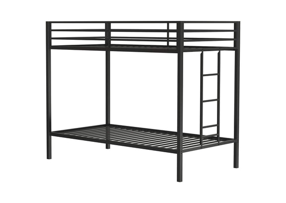 460361BLK Alevera Metal Twin Over Twin Bunk Bed with Ladder Black