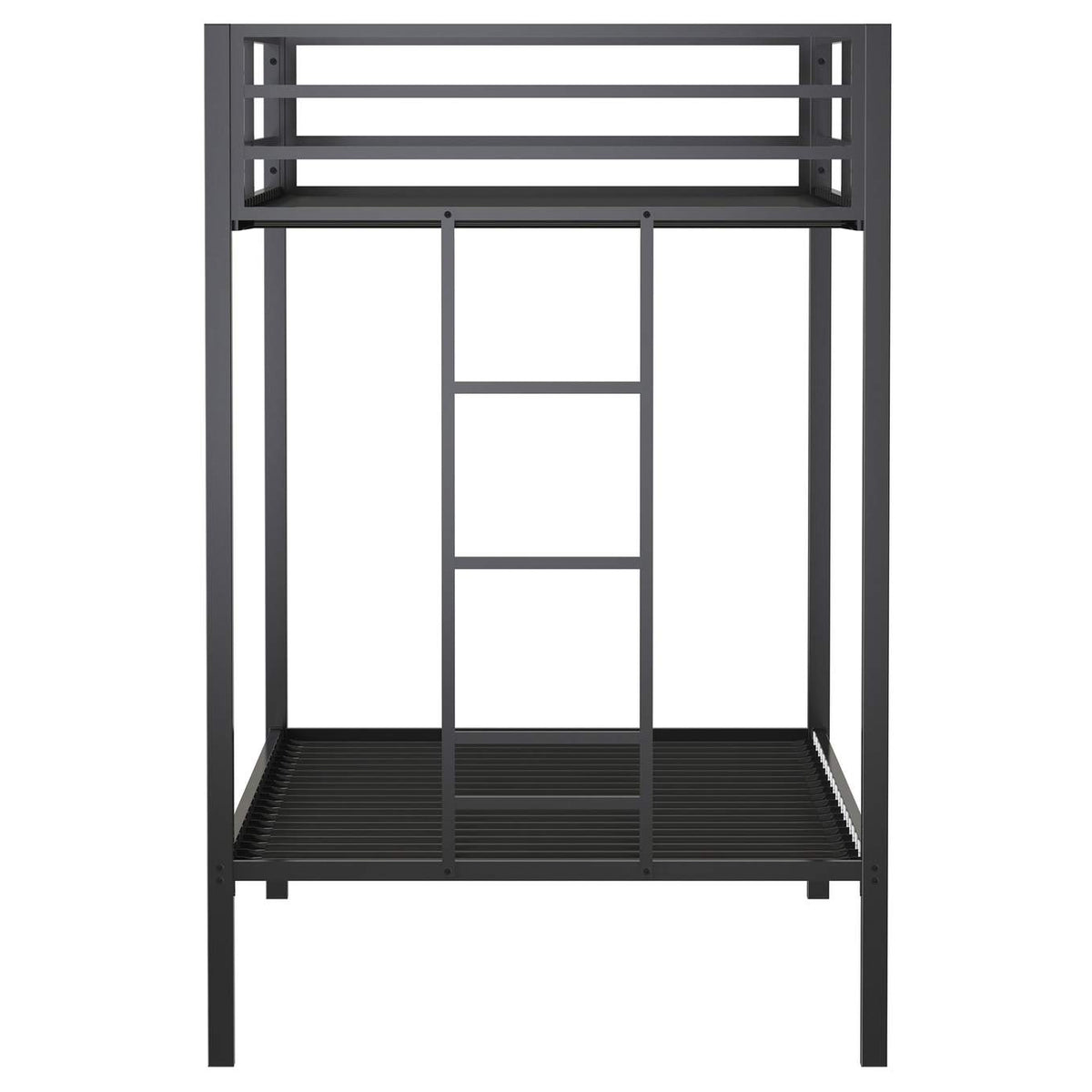 460361BLK Alevera Metal Twin Over Twin Bunk Bed with Ladder Black
