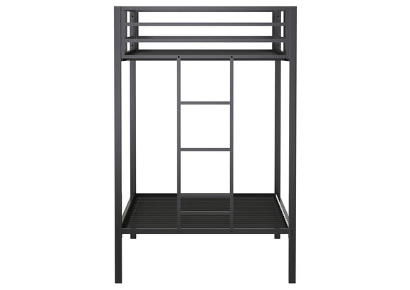 460361BLK Alevera Metal Twin Over Twin Bunk Bed with Ladder Black