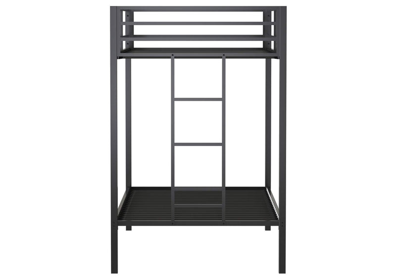 460361BLK Alevera Metal Twin Over Twin Bunk Bed with Ladder Black