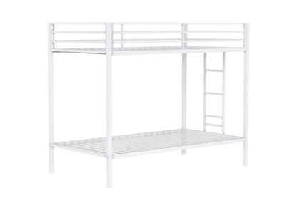 460361WHT Alevera Metal Twin Over Twin Bunk Bed with Ladder White