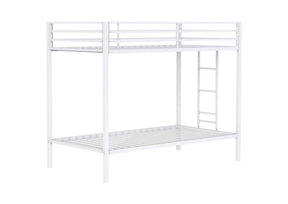 460361WHT Alevera Metal Twin Over Twin Bunk Bed with Ladder White