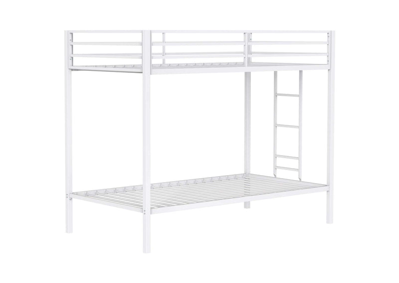 460361WHT Alevera Metal Twin Over Twin Bunk Bed with Ladder White