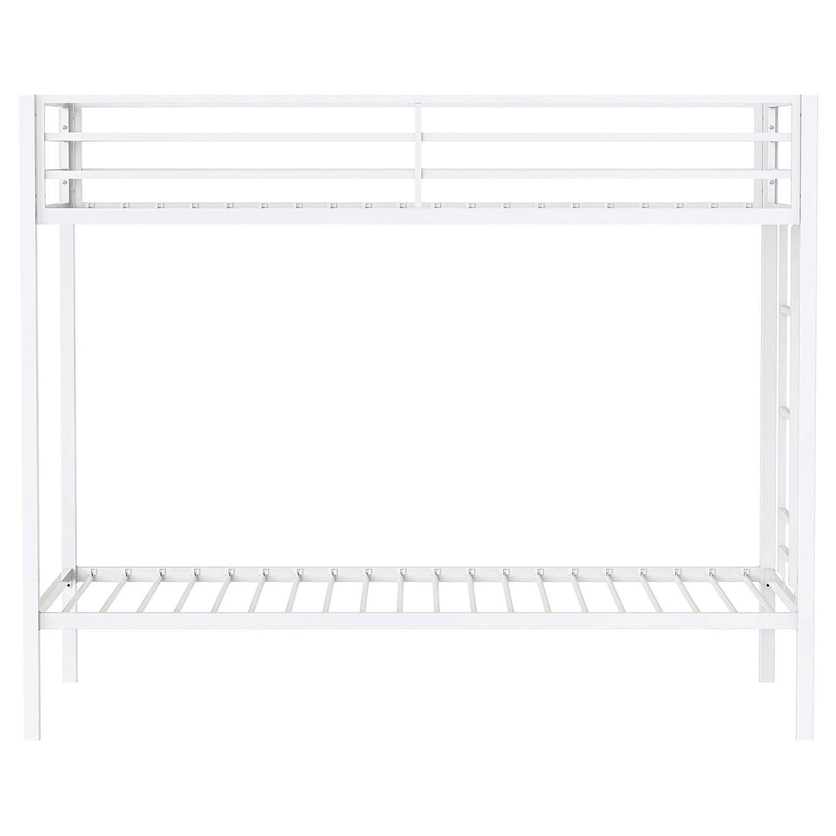 460361WHT Alevera Metal Twin Over Twin Bunk Bed with Ladder White