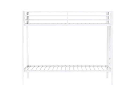 460361WHT Alevera Metal Twin Over Twin Bunk Bed with Ladder White