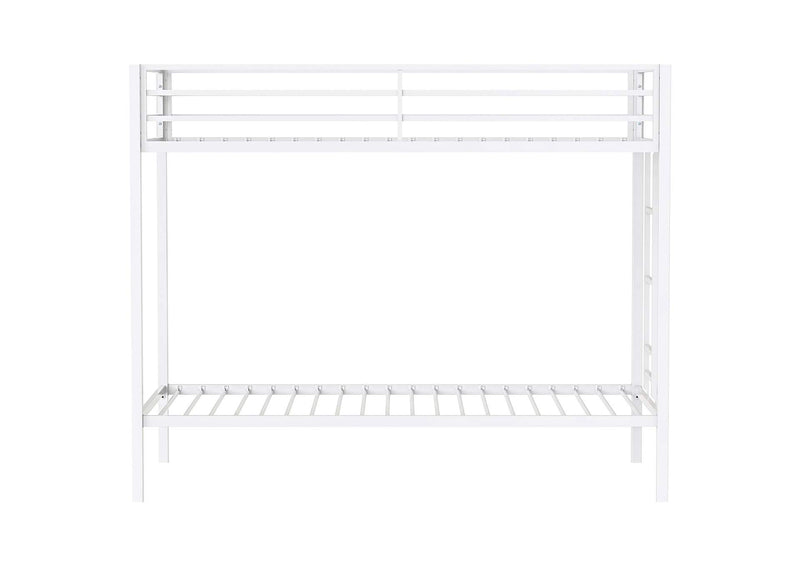 460361WHT Alevera Metal Twin Over Twin Bunk Bed with Ladder White