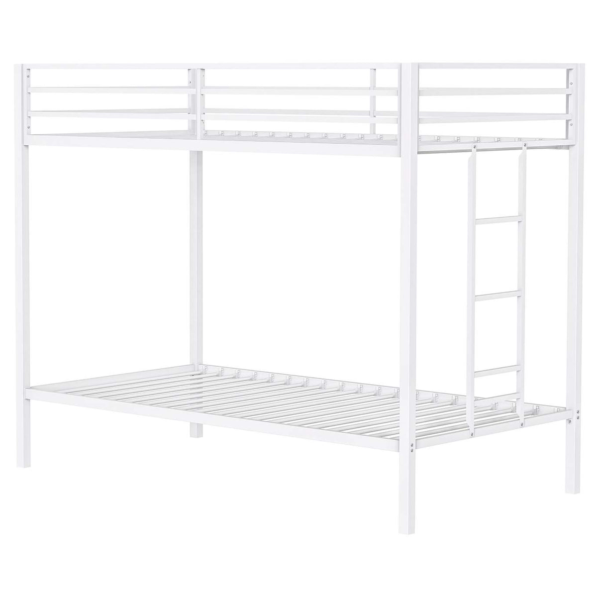 460361WHT Alevera Metal Twin Over Twin Bunk Bed with Ladder White