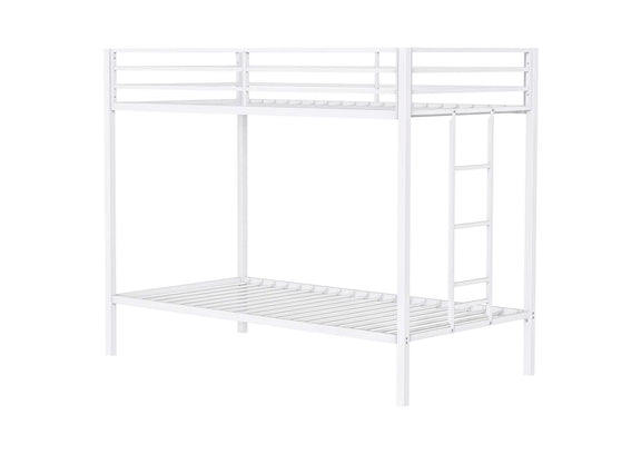 460361WHT Alevera Metal Twin Over Twin Bunk Bed with Ladder White