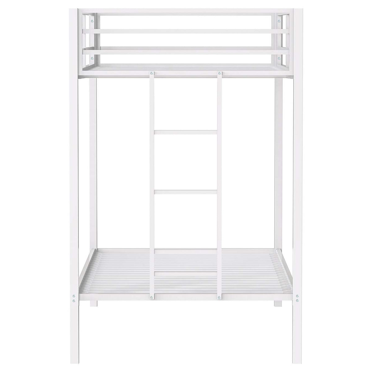 460361WHT Alevera Metal Twin Over Twin Bunk Bed with Ladder White