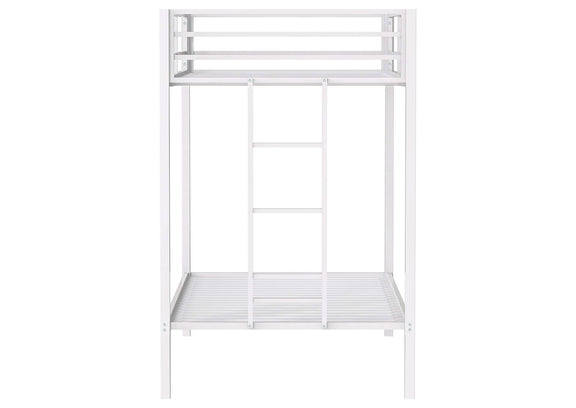 460361WHT Alevera Metal Twin Over Twin Bunk Bed with Ladder White