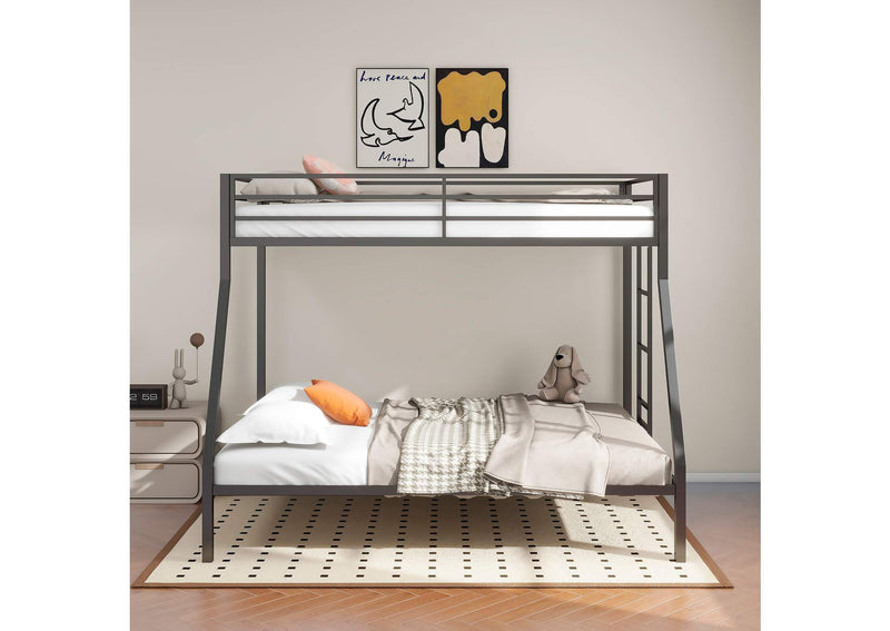 460365BLK Alevera Metal Twin Over Full Bunk Bed with Ladder Black