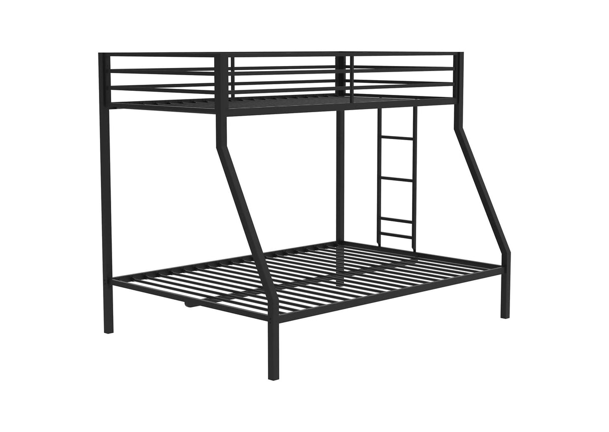 460365BLK Alevera Metal Twin Over Full Bunk Bed with Ladder Black