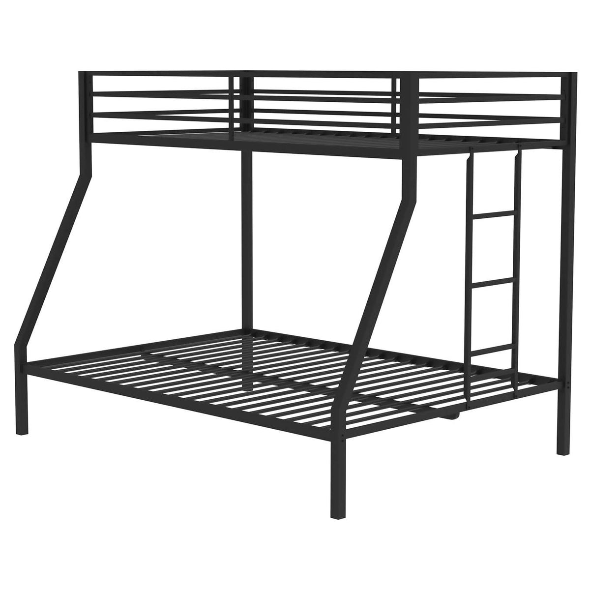 460365BLK Alevera Metal Twin Over Full Bunk Bed with Ladder Black