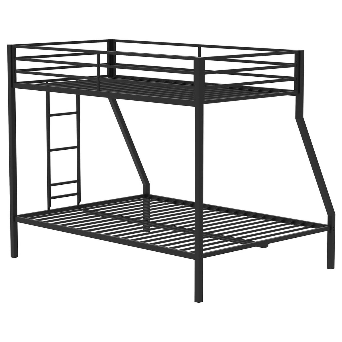 460365BLK Alevera Metal Twin Over Full Bunk Bed with Ladder Black