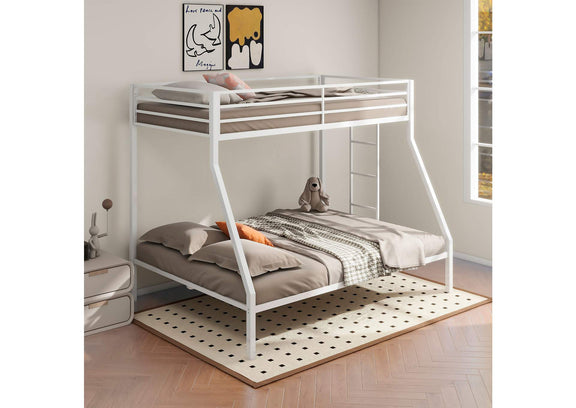 460365WHT Alevera Metal Twin Over Full Bunk Bed with Ladder White