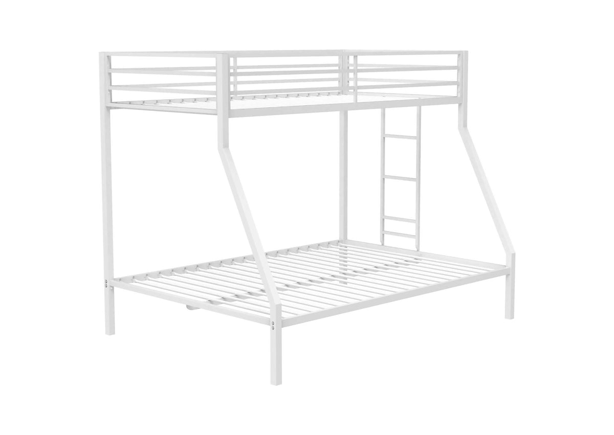460365WHT Alevera Metal Twin Over Full Bunk Bed with Ladder White
