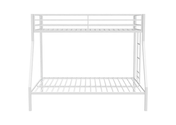 460365WHT Alevera Metal Twin Over Full Bunk Bed with Ladder White