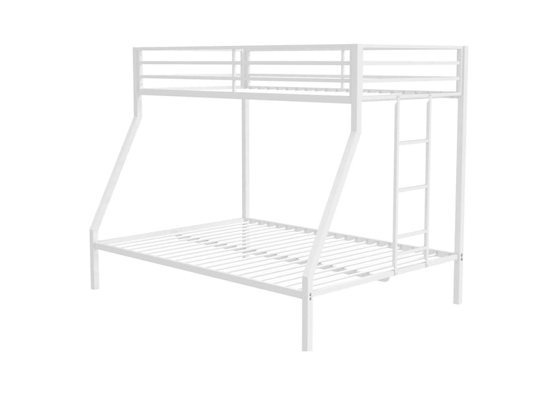 460365WHT Alevera Metal Twin Over Full Bunk Bed with Ladder White
