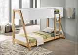 460510 Wyatt Wood Twin Over Twin Bunk Bed White and Natural