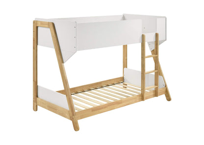 460510 Wyatt Wood Twin Over Twin Bunk Bed White and Natural