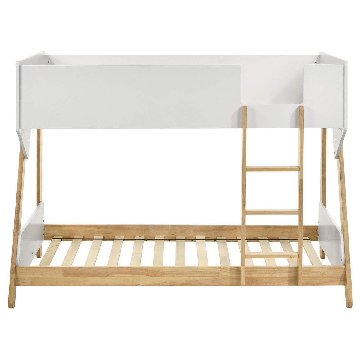 460510 Wyatt Wood Twin Over Twin Bunk Bed White and Natural