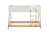 460510 Wyatt Wood Twin Over Twin Bunk Bed White and Natural