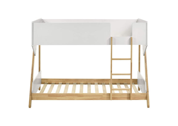 460510 Wyatt Wood Twin Over Twin Bunk Bed White and Natural