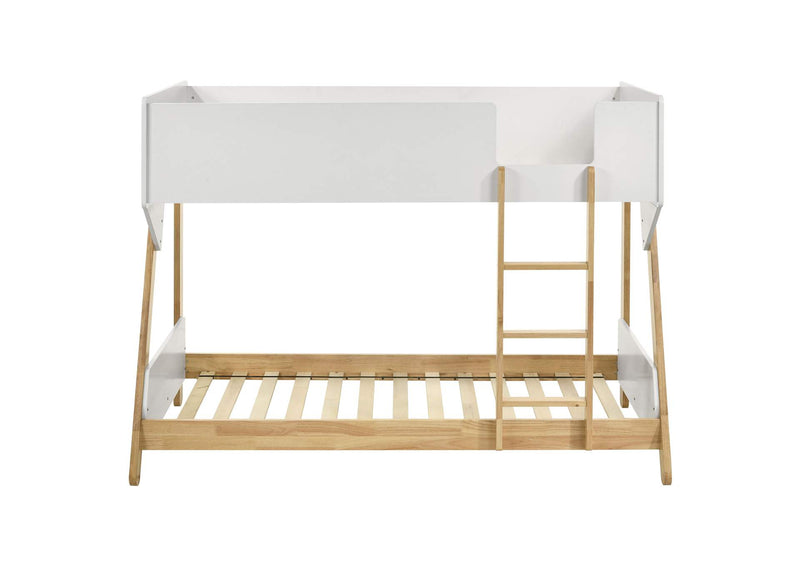 460510 Wyatt Wood Twin Over Twin Bunk Bed White and Natural