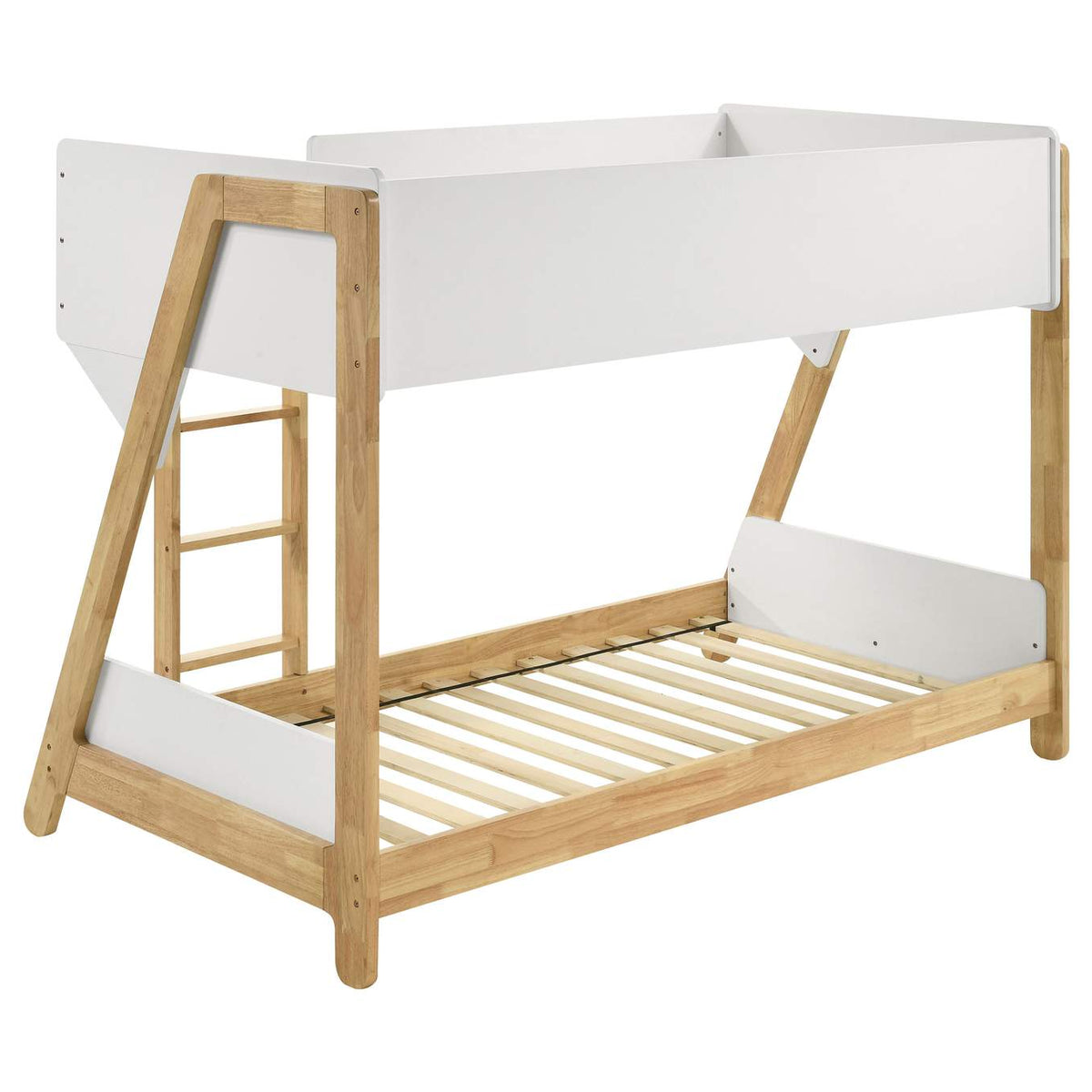 460510 Wyatt Wood Twin Over Twin Bunk Bed White and Natural