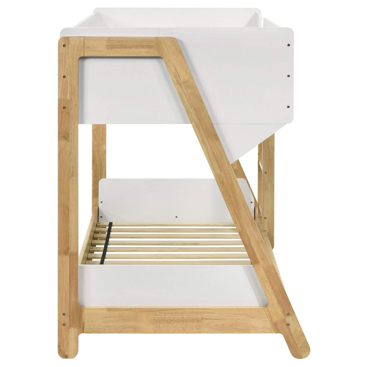 460510 Wyatt Wood Twin Over Twin Bunk Bed White and Natural