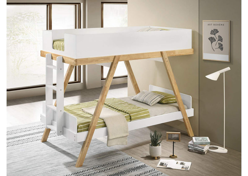 460570T-SM Frankie Twin Over Twin Bunk Bed with 7-inch Mattresses White