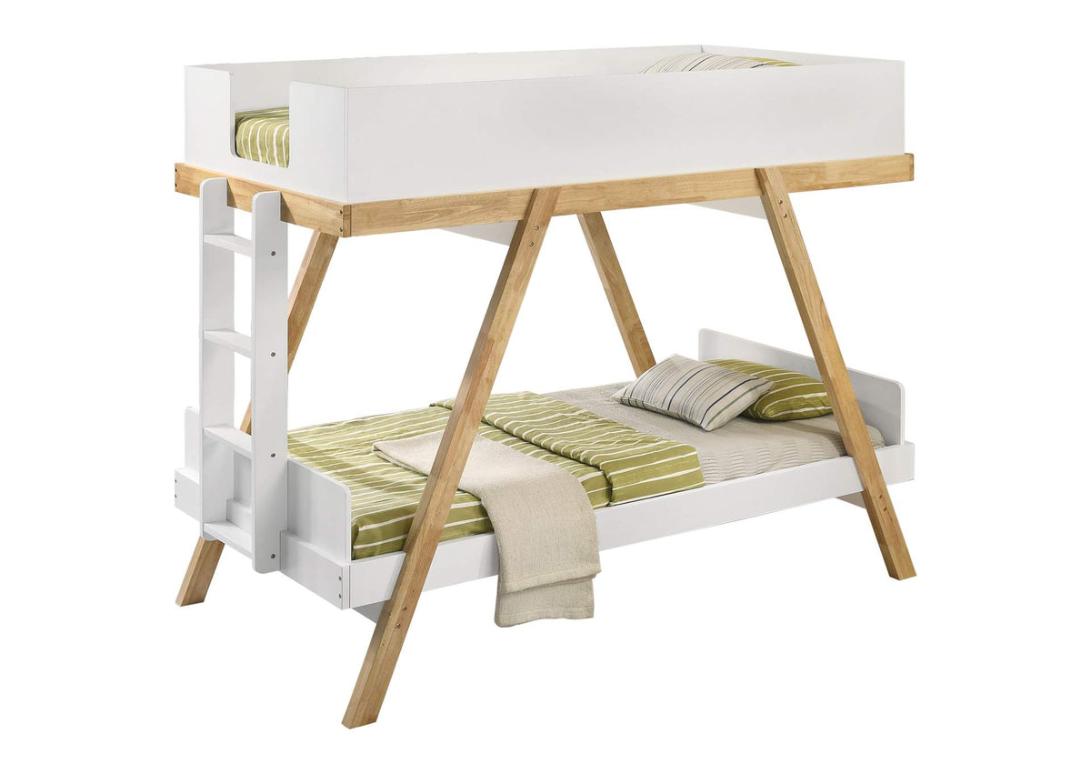 460570T-SM Frankie Twin Over Twin Bunk Bed with 7-inch Mattresses White