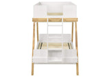 460570T Frankie Wood Twin Over Twin Bunk Bed White and Natural