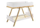 460570T Frankie Wood Twin Over Twin Bunk Bed White and Natural
