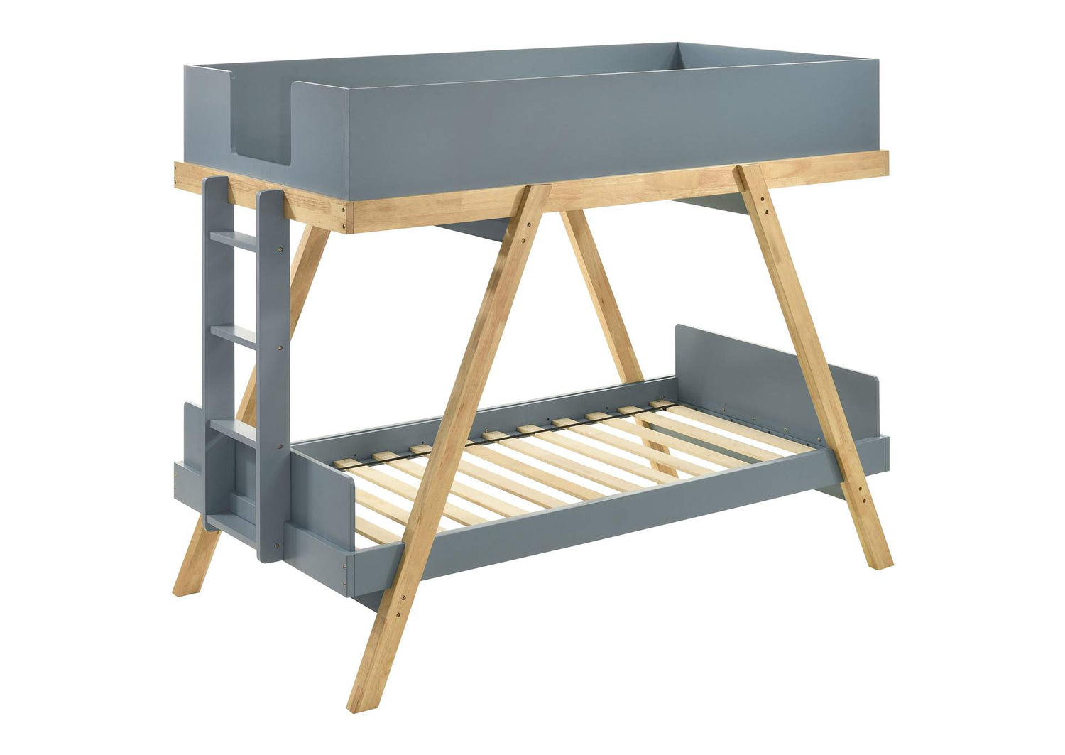 Frankie Wood Twin Over Twin Bunk Bed Blue and Natural