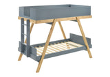 Frankie Wood Twin Over Twin Bunk Bed Blue and Natural