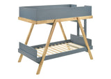460572T Frankie Wood Twin Over Twin Bunk Bed Blue and Natural
