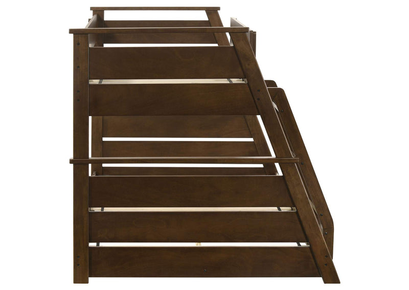 460593 Holden Wood Veneer Twin Over Full Bunk Bed Walnut
