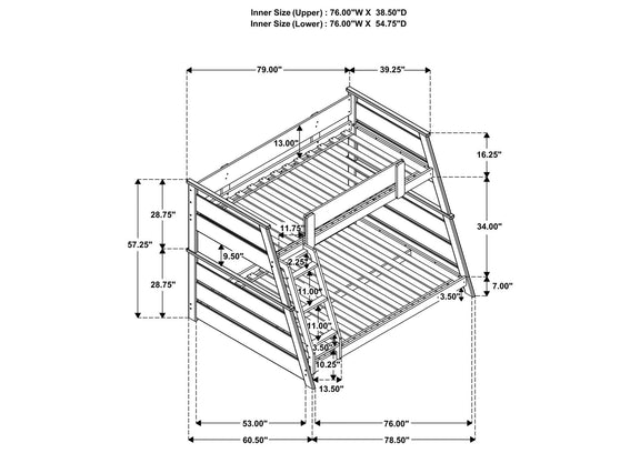 460593 Holden Wood Veneer Twin Over Full Bunk Bed Walnut