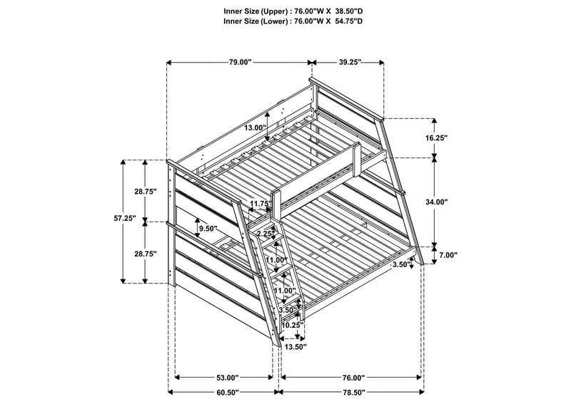 460593 Holden Wood Veneer Twin Over Full Bunk Bed Walnut
