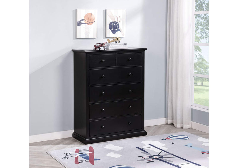 460595BLK Sumerlin 6-drawer Bedroom Chest of Drawers Black