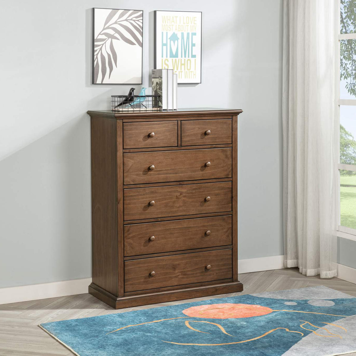 460595WAL Sumerlin 6-drawer Bedroom Chest of Drawers Medium Brown