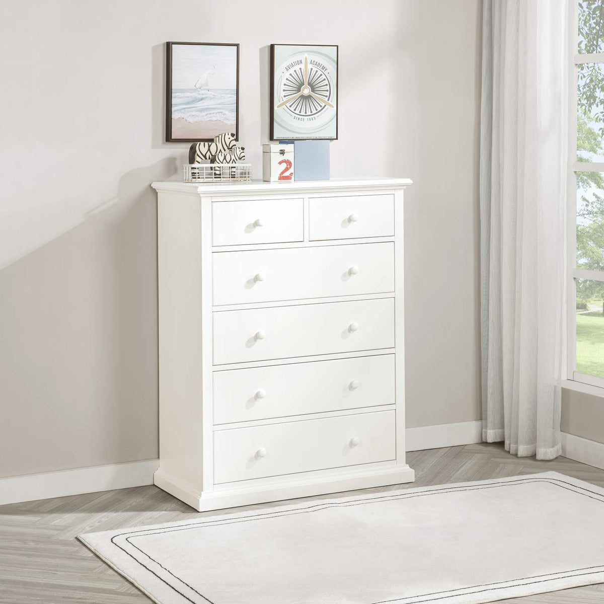 460595WHT Sumerlin 6-drawer Bedroom Chest of Drawers White
