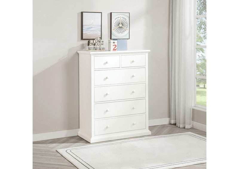 460595WHT Sumerlin 6-drawer Bedroom Chest of Drawers White