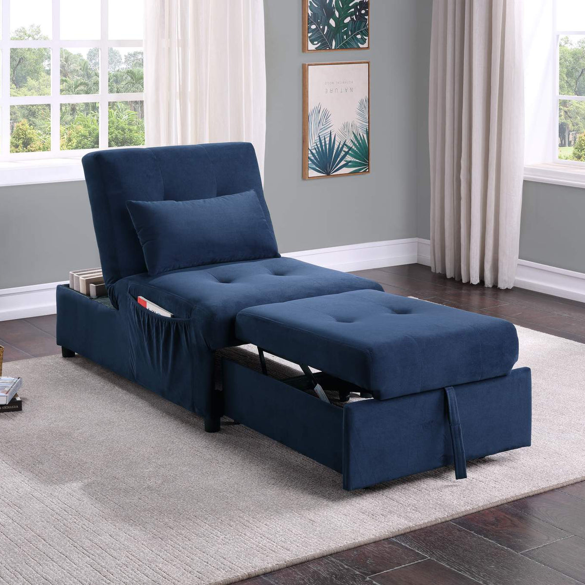 4615-F1 Garrell Lift Top Storage Bench with Pull-out Bed