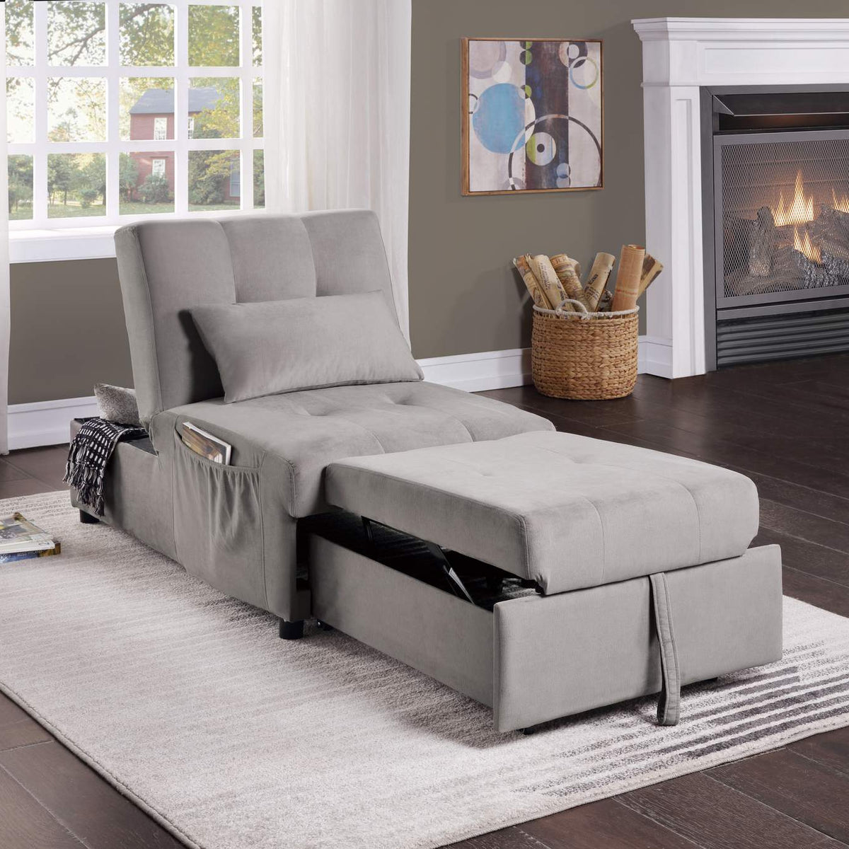 4615-F4 Garrell Lift Top Storage Bench with Pull-out Bed