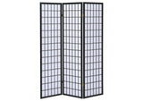 4622 Carrie 3-Panel Room Divider Folding Shoji Screen Black